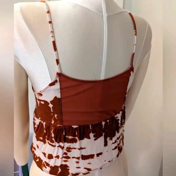 ALO Brown and White Tank with Mesh Back Women's Size Medium - Picture 4 of 9